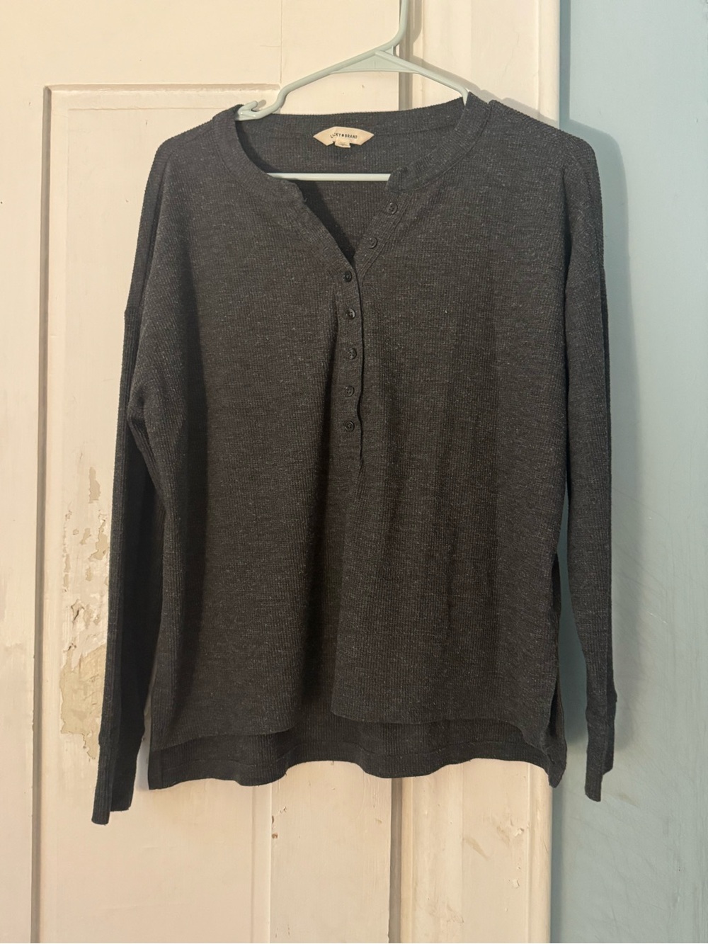 Lucky Brand Charcoal Henley Long-Sleeve Top